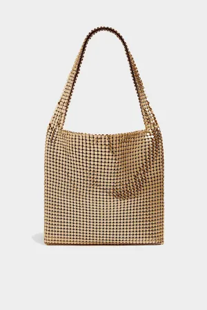 Pixel Metallic Mesh Tote Bag in Gold