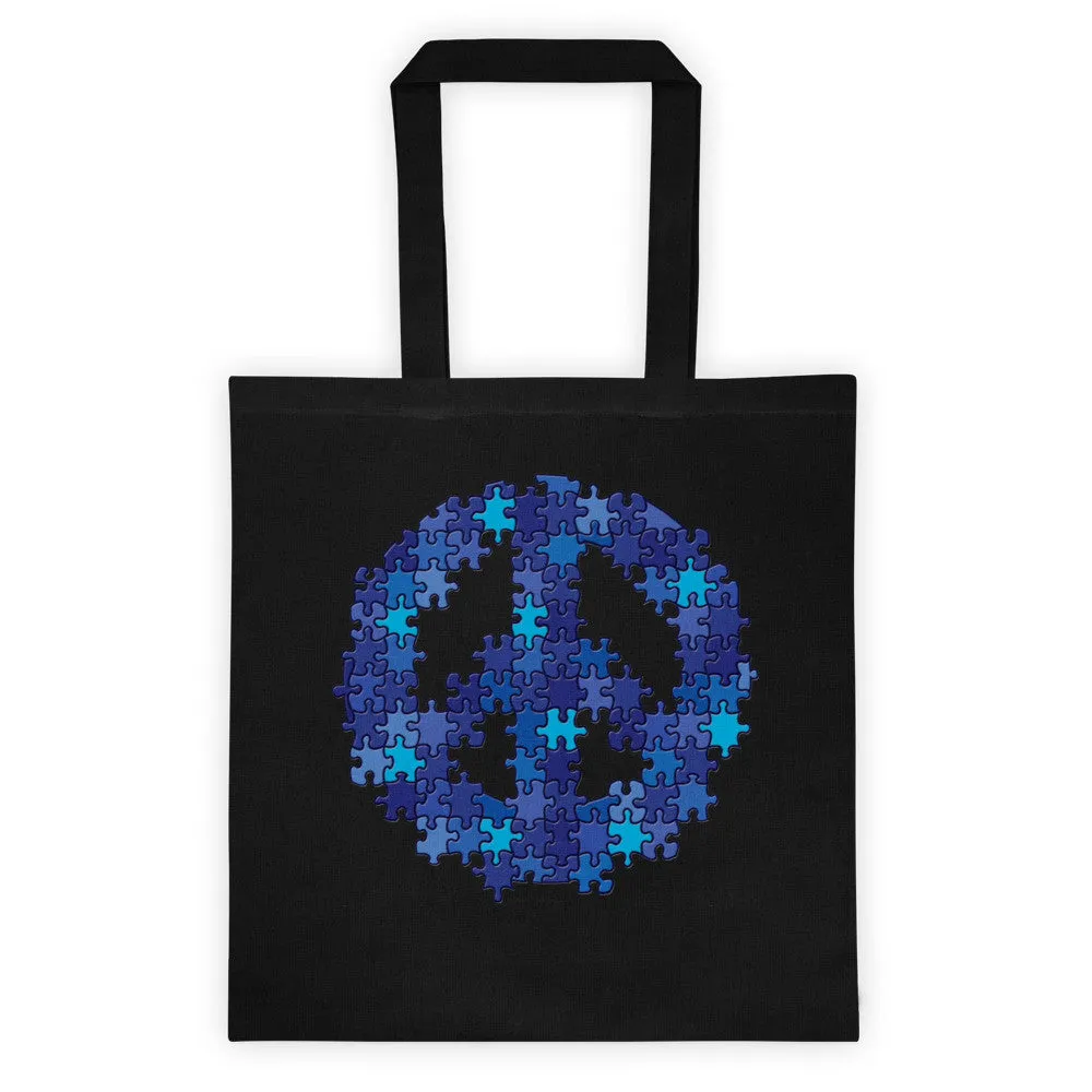 Puzzle Peace Sign Two Sided Tote Bag