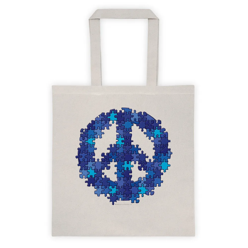 Puzzle Peace Sign Two Sided Tote Bag