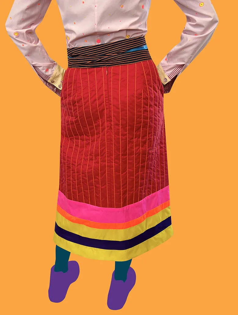 Quilted Obi Belt Skirt