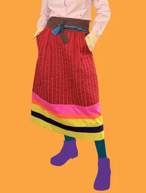 Quilted Obi Belt Skirt