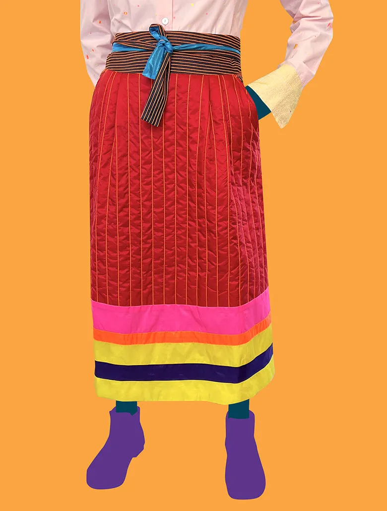 Quilted Obi Belt Skirt