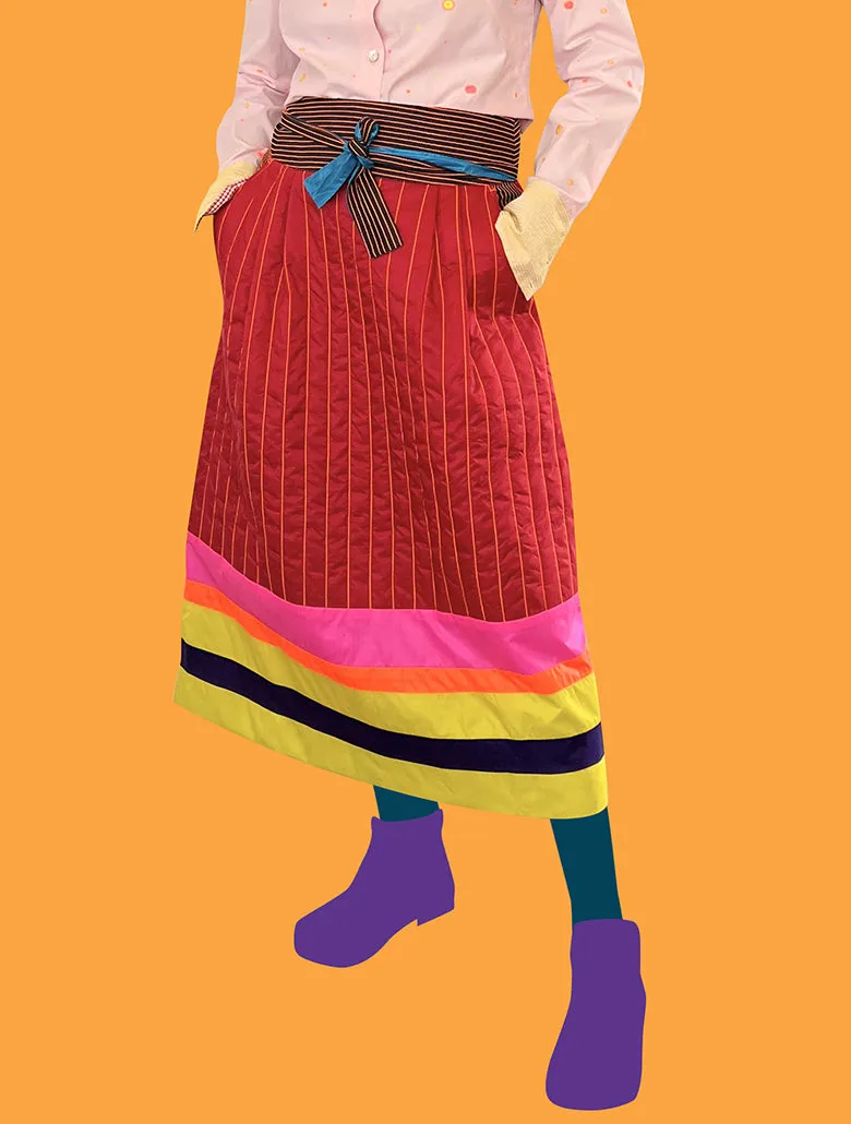 Quilted Obi Belt Skirt