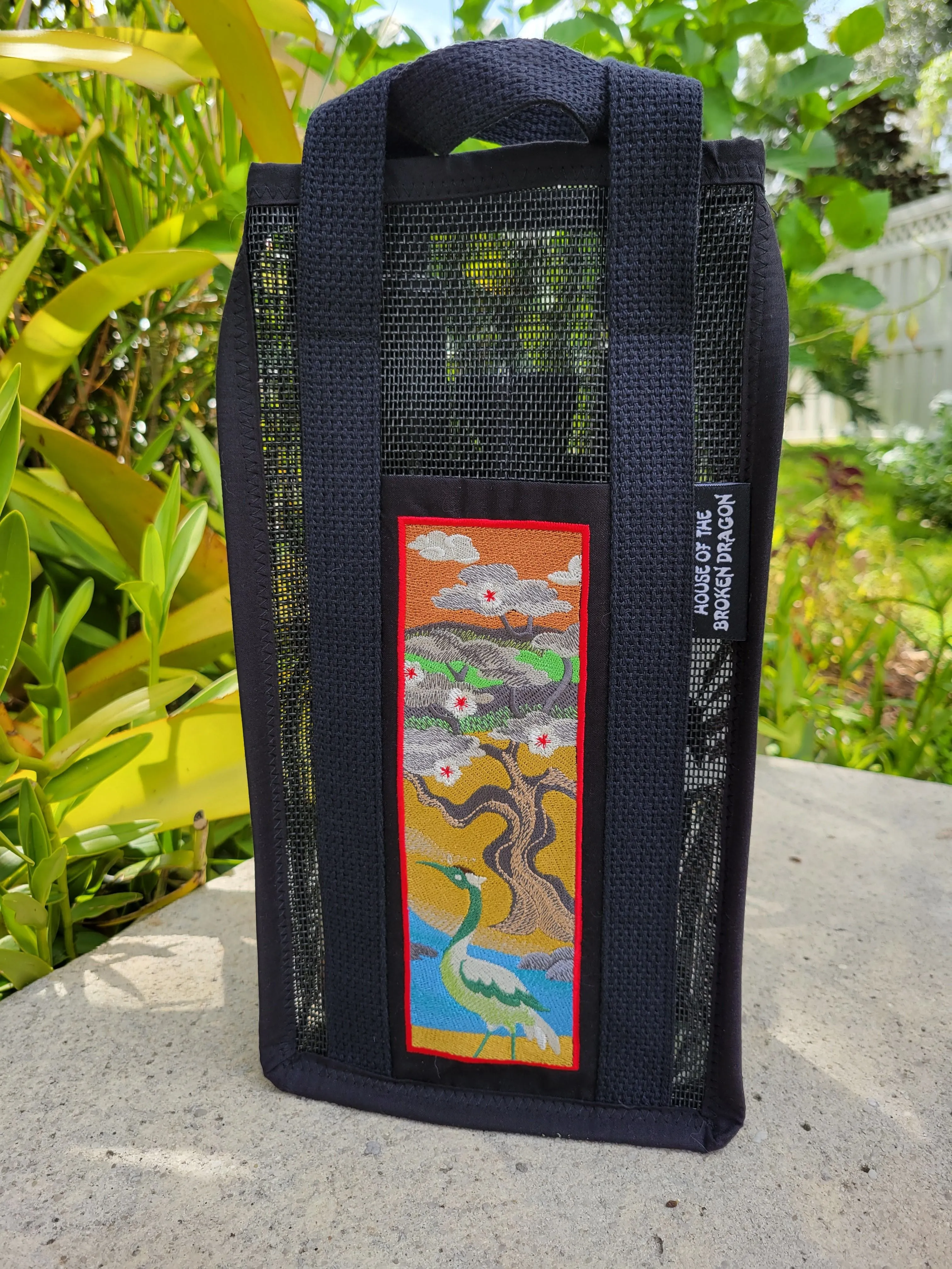 "Asian Crane" Double Bottle Tote