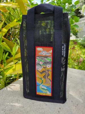 "Asian Crane" Double Bottle Tote