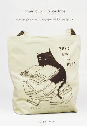 Read 'Em and Weep - Black Cat Book Tote