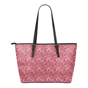 Red Roses Vegan Leather ZIpper Tote Bag