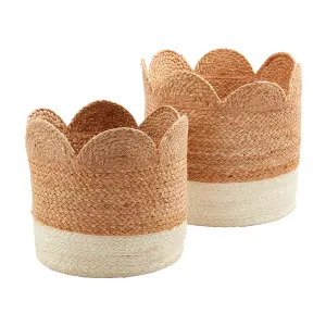 SCALLOPED EDGE JUTE LARGE BASKET
