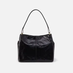 Seneca Shoulder Bag In Polished Leather - Black