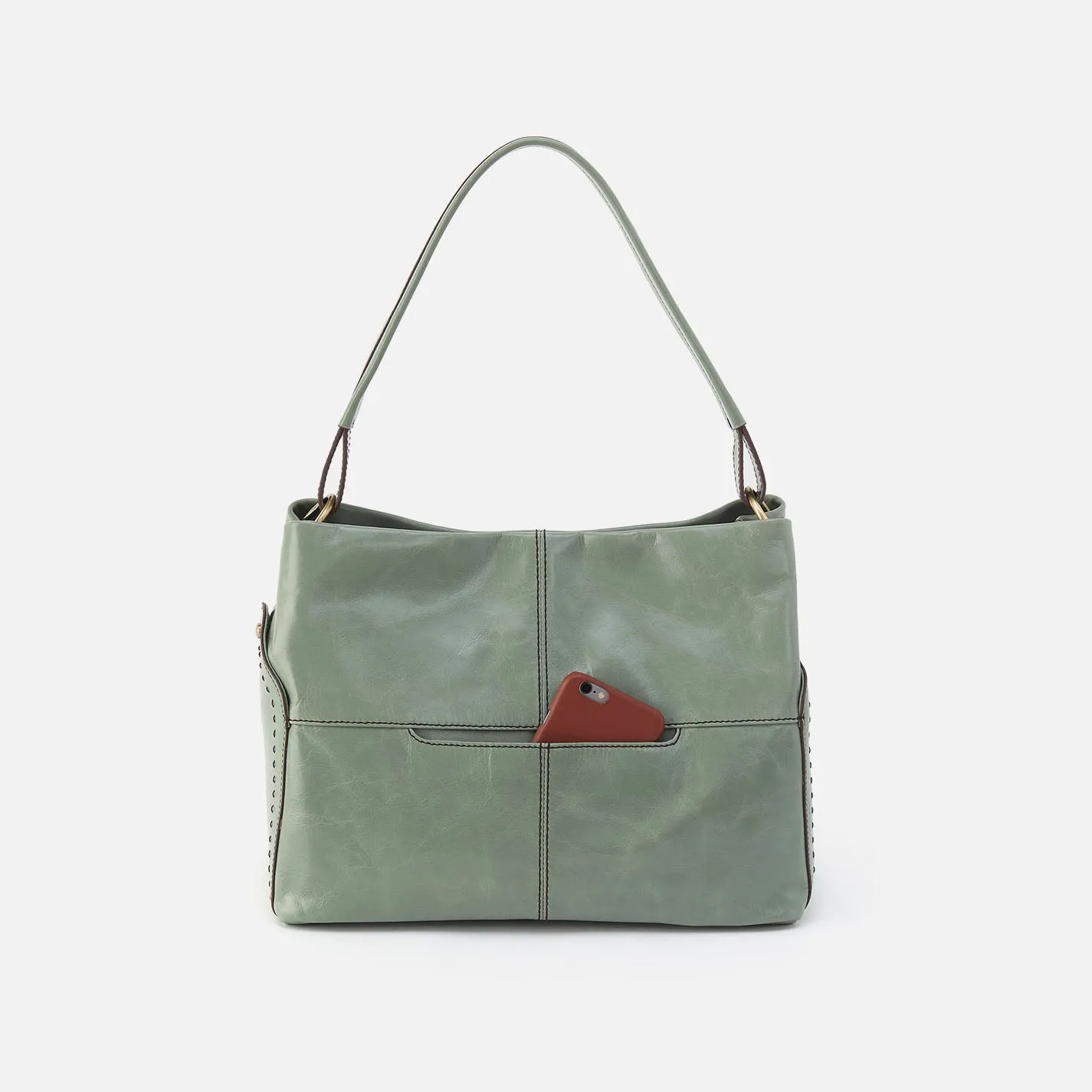 Seneca Shoulder Bag In Polished Leather - Jade