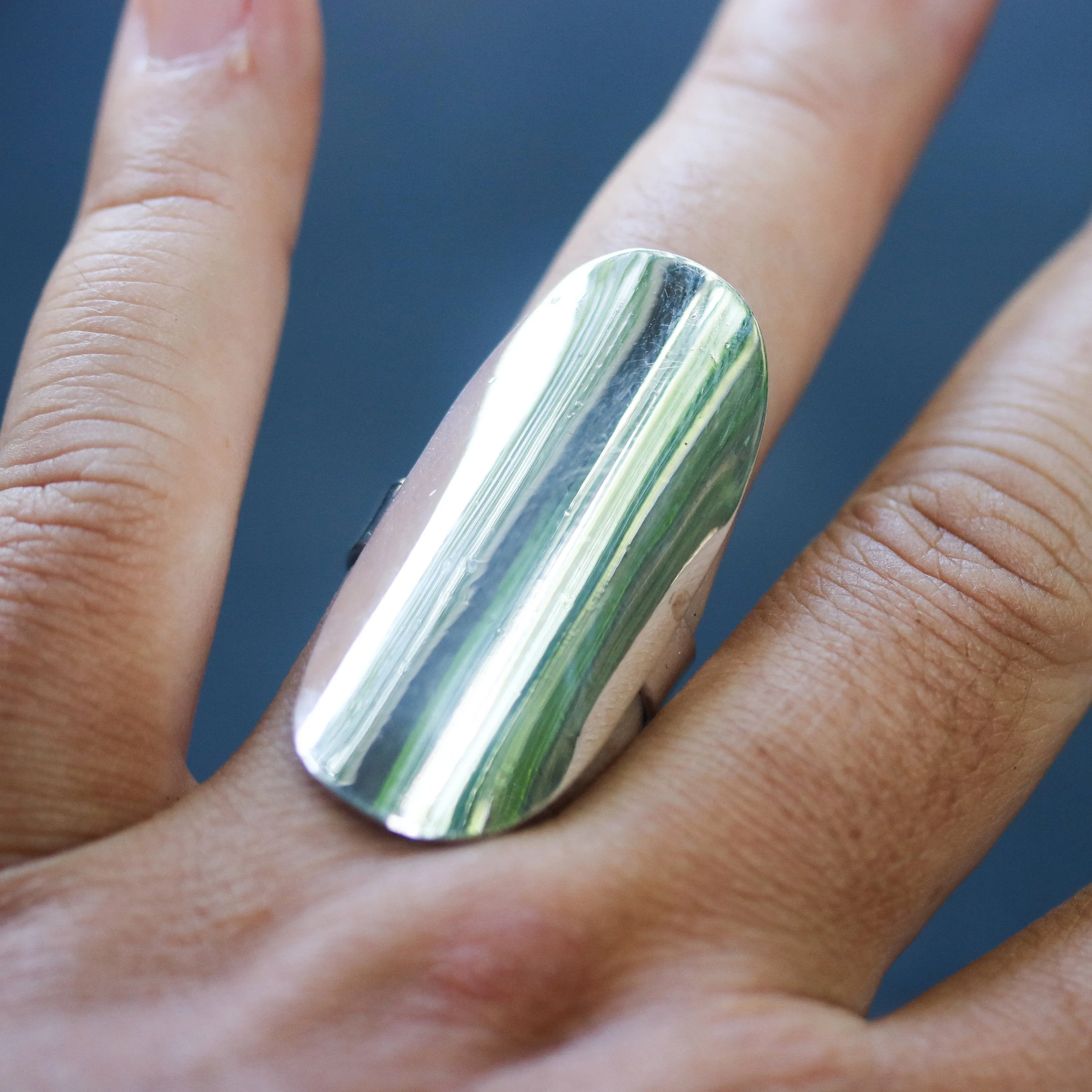 Silver ring, adjustable ring, sterling silver ring, personalized ring, large silver ring, shield ring, statement ring, simple ring
