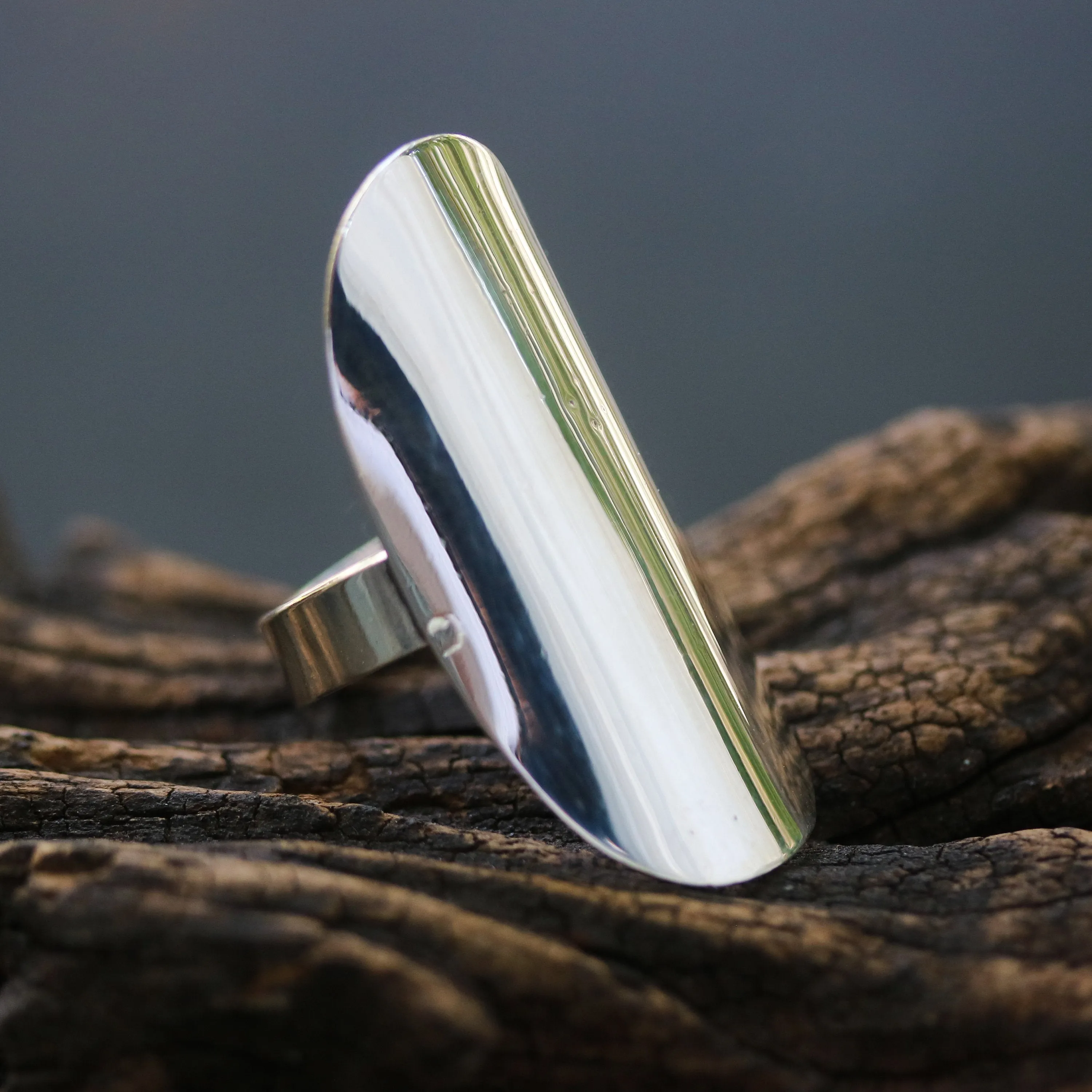 Silver ring, adjustable ring, sterling silver ring, personalized ring, large silver ring, shield ring, statement ring, simple ring