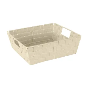 Simplify Large Shelf Woven Strap Tote | Decorative Storage Basket |