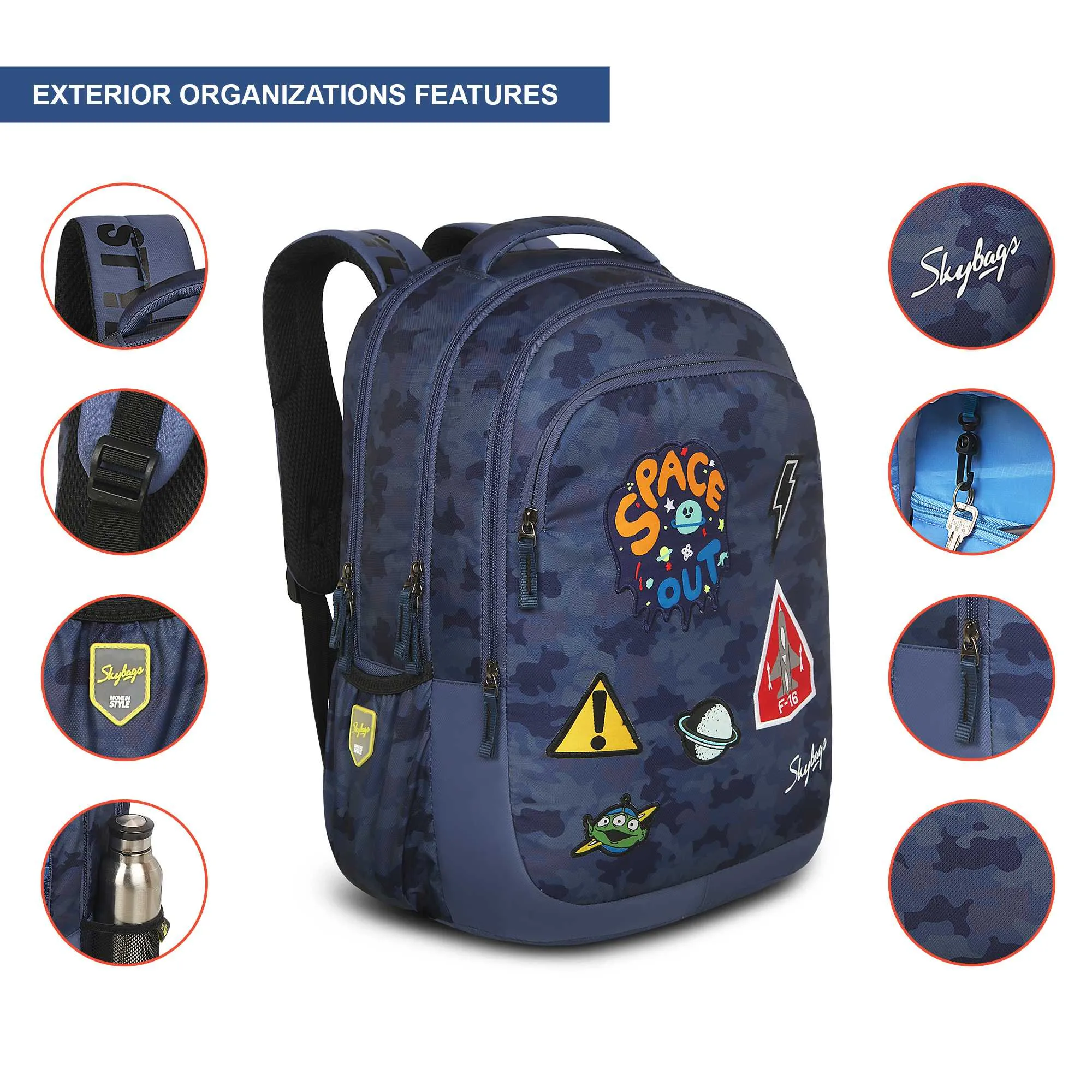 Skybags Squad  09  School Backpack Camo