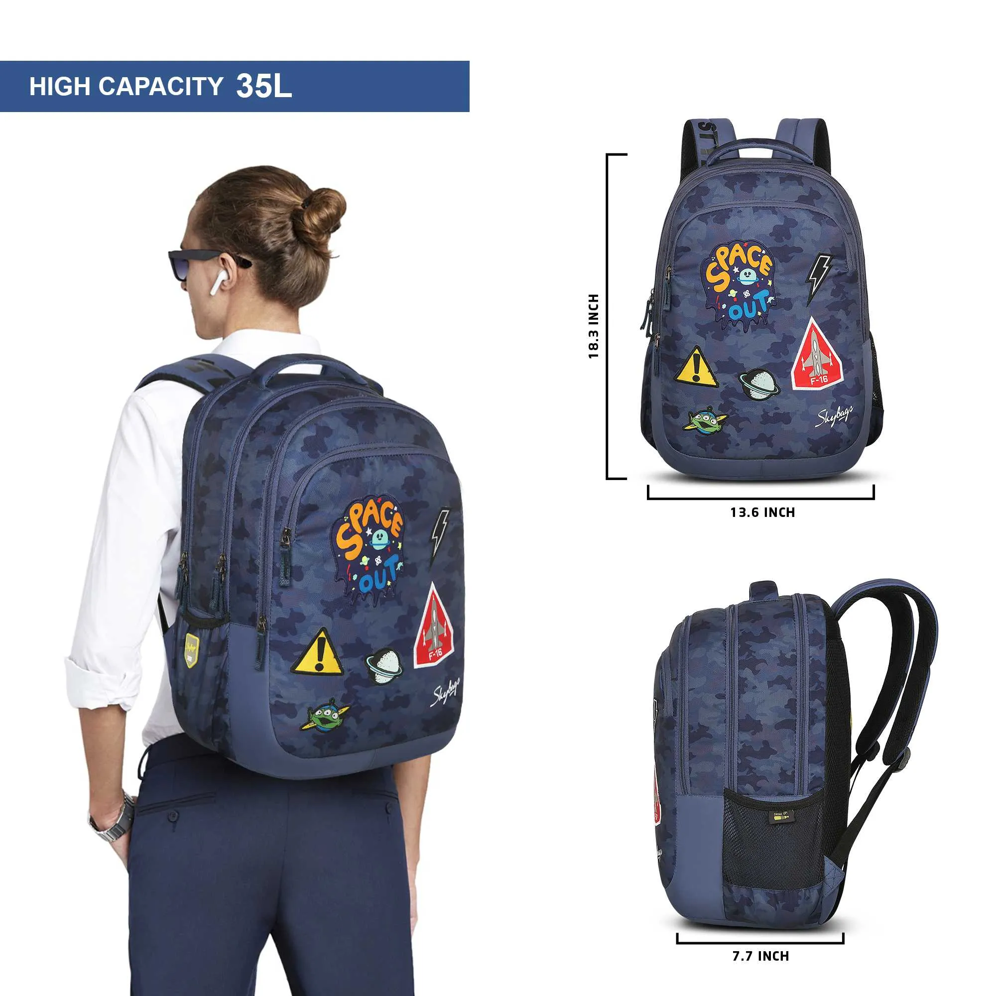 Skybags Squad  09  School Backpack Camo