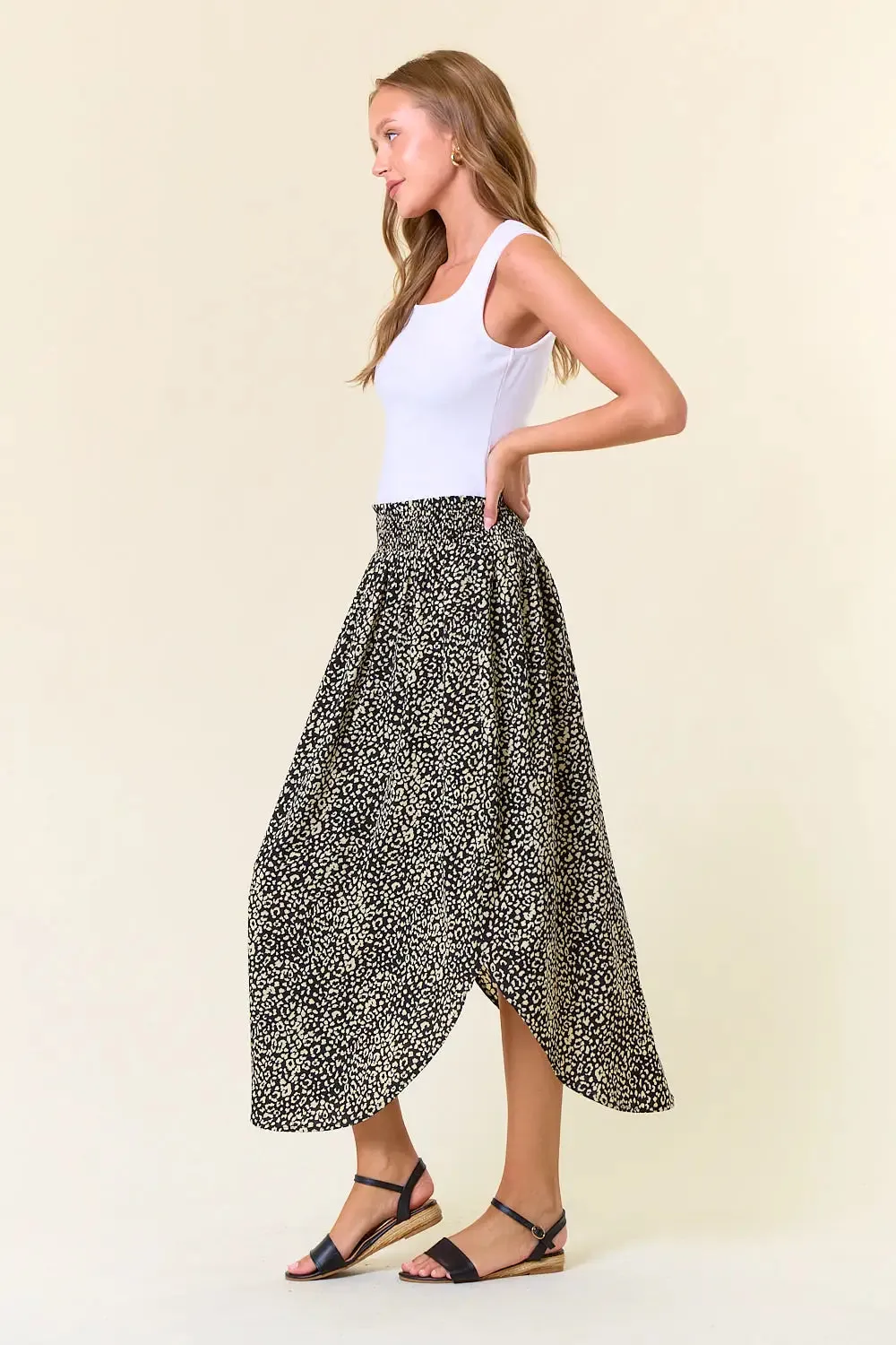 SMOCKED WAIST SKIRT