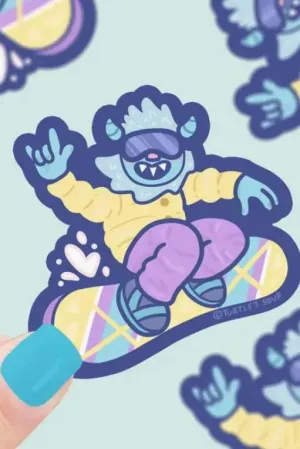 Snowboarding Yeti Sticker