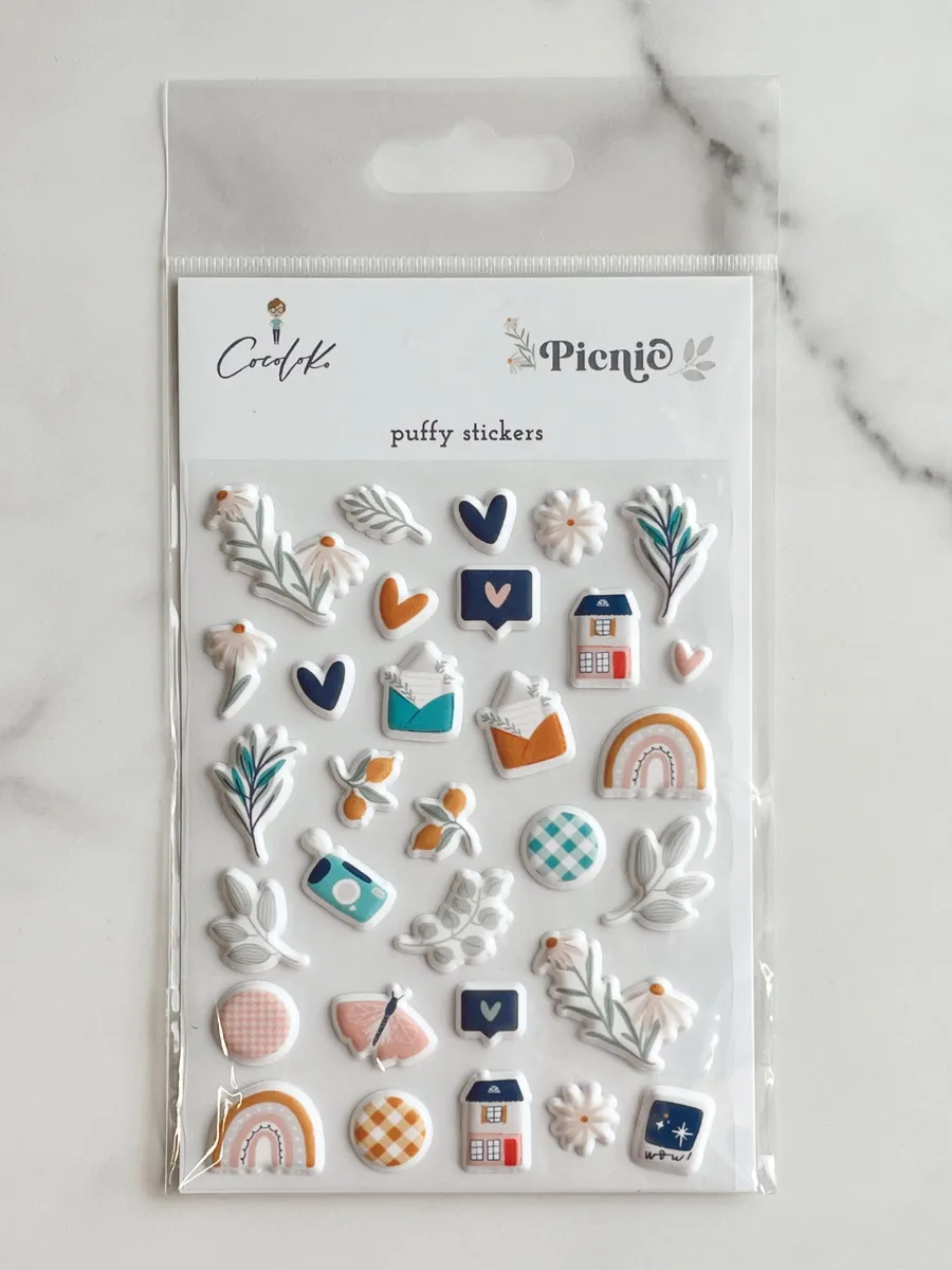 Spring Picnic Puffy Stickers