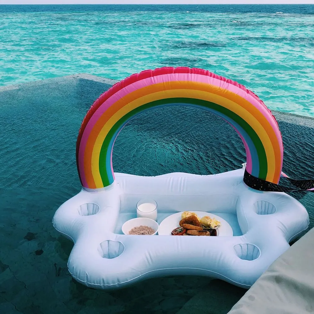 Summer Beach Pool Party Rainbow Cloud Inflatable Floating Ring