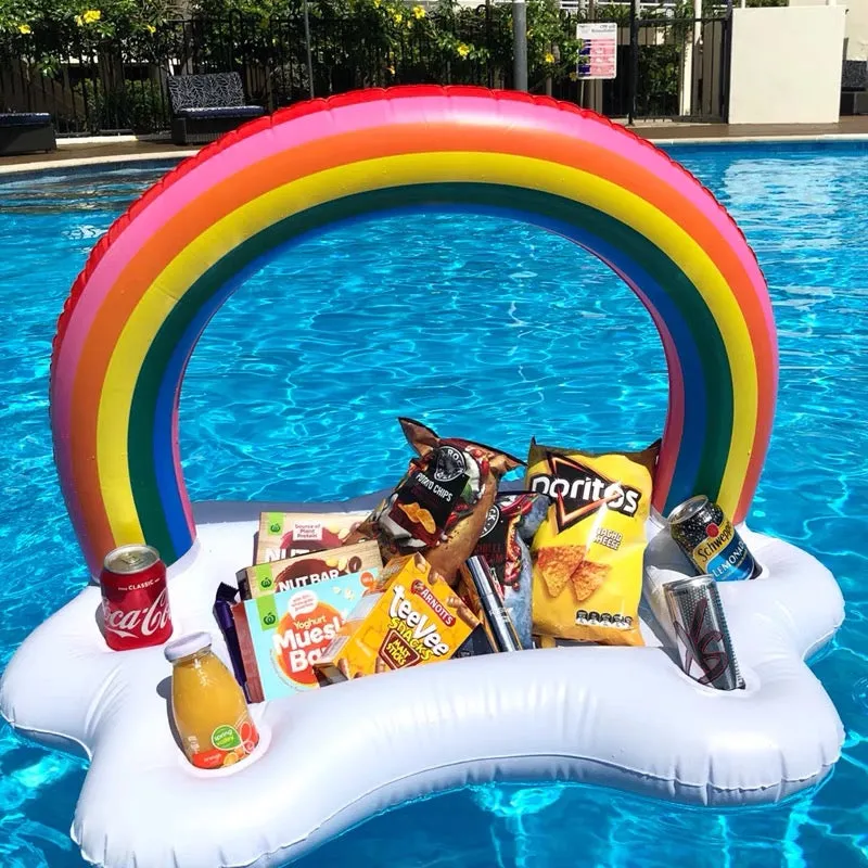 Summer Beach Pool Party Rainbow Cloud Inflatable Floating Ring