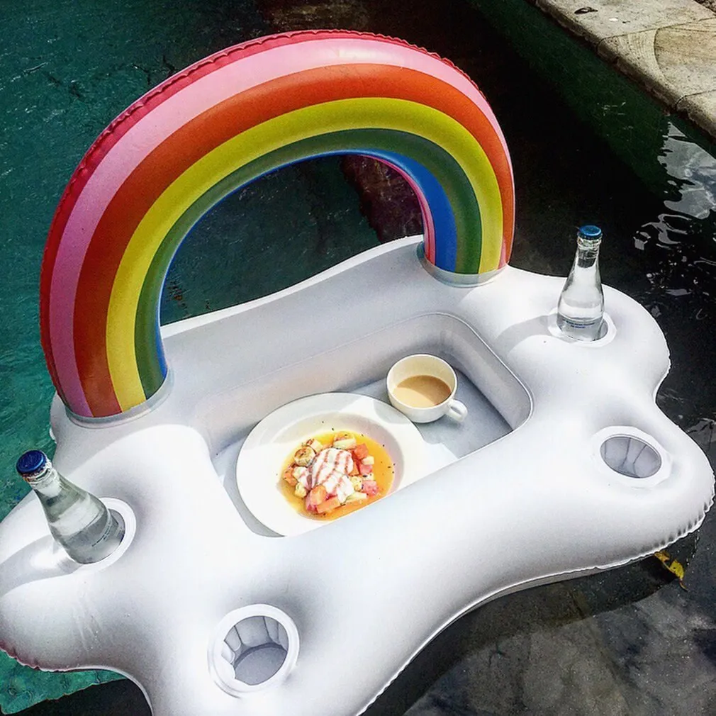 Summer Beach Pool Party Rainbow Cloud Inflatable Floating Ring