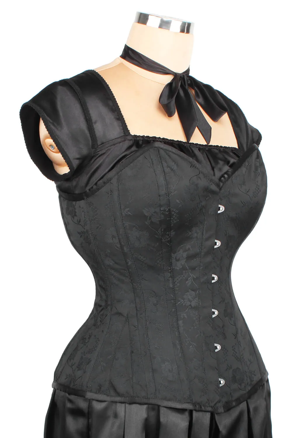 Sweet Heart Floral Brocade Overbust Corset (ELC-301)