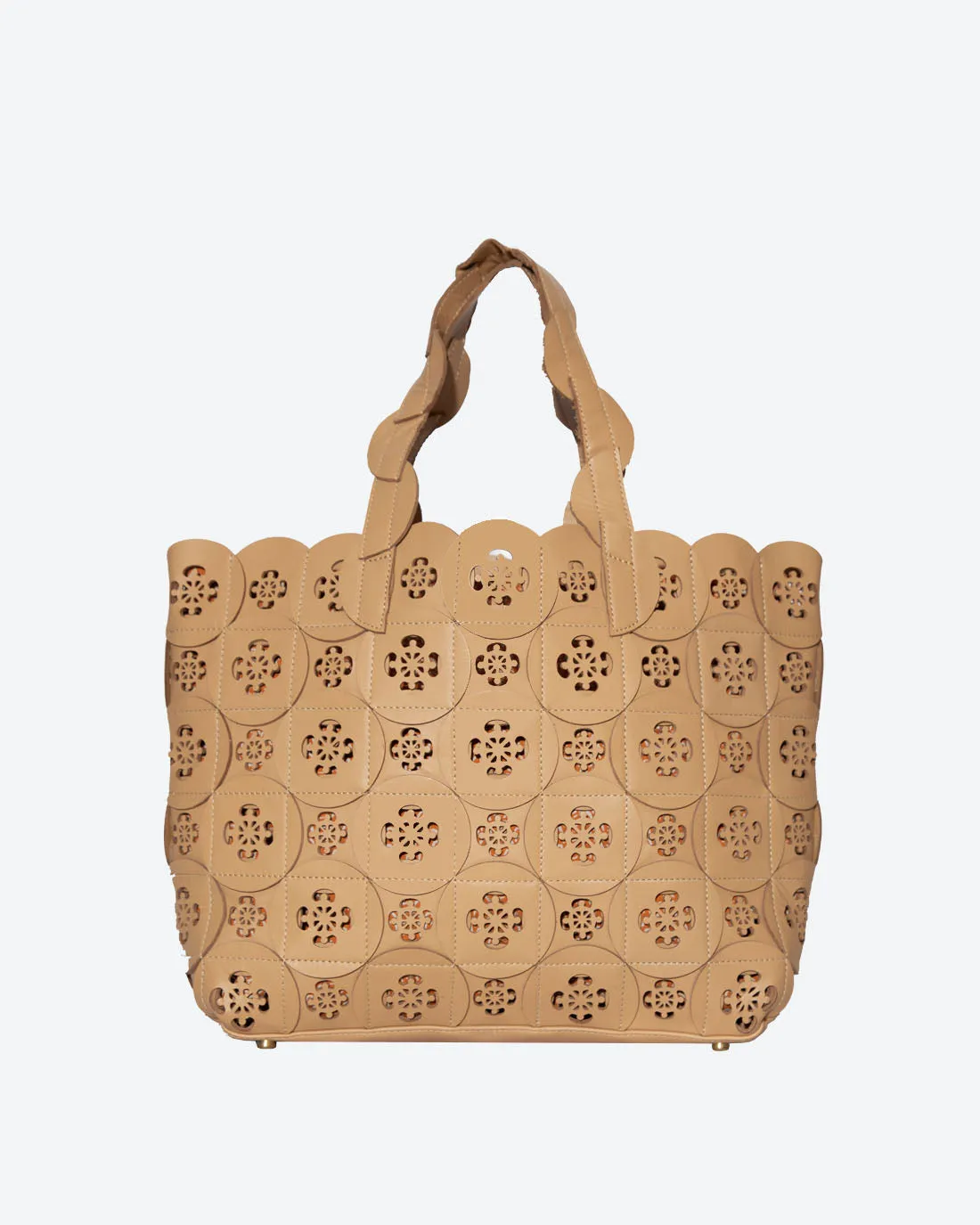 TONI: Leather Tote With Leather Applique