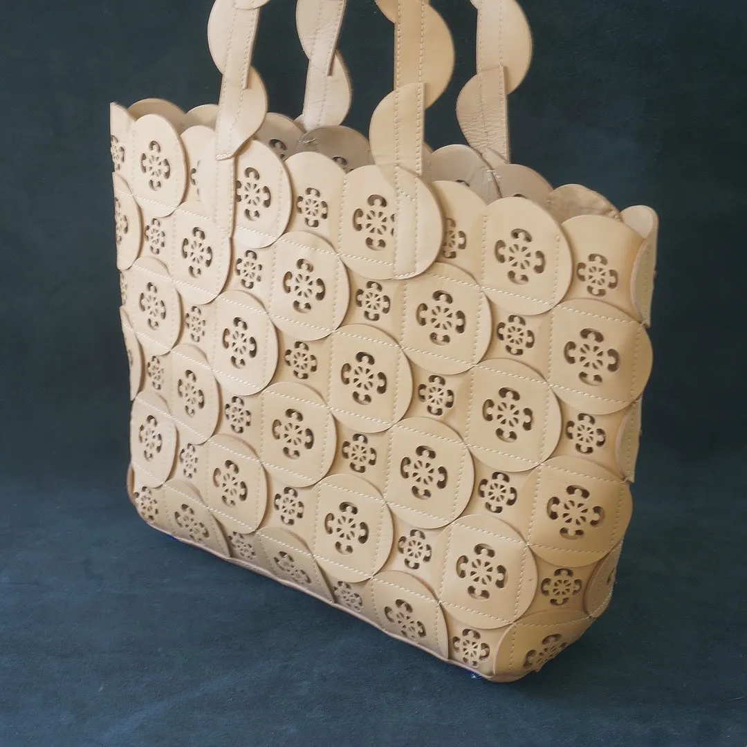 TONI: Leather Tote With Leather Applique