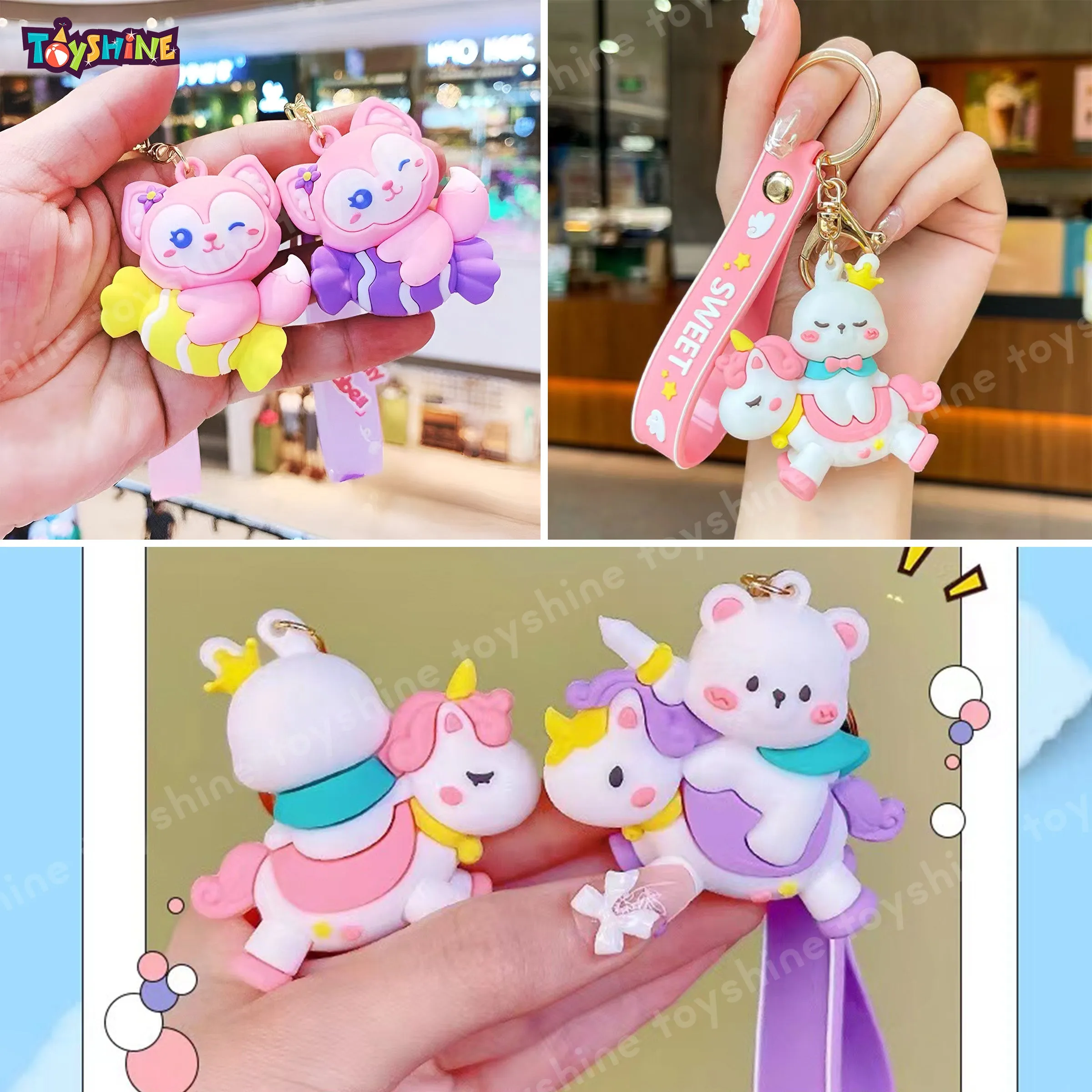 Toyshine 6 Pc Cute keychain Kawaii Cartoon Keychains with Holder Accessories, Backpack Car Key Chain for Boy Girl - Model B/1