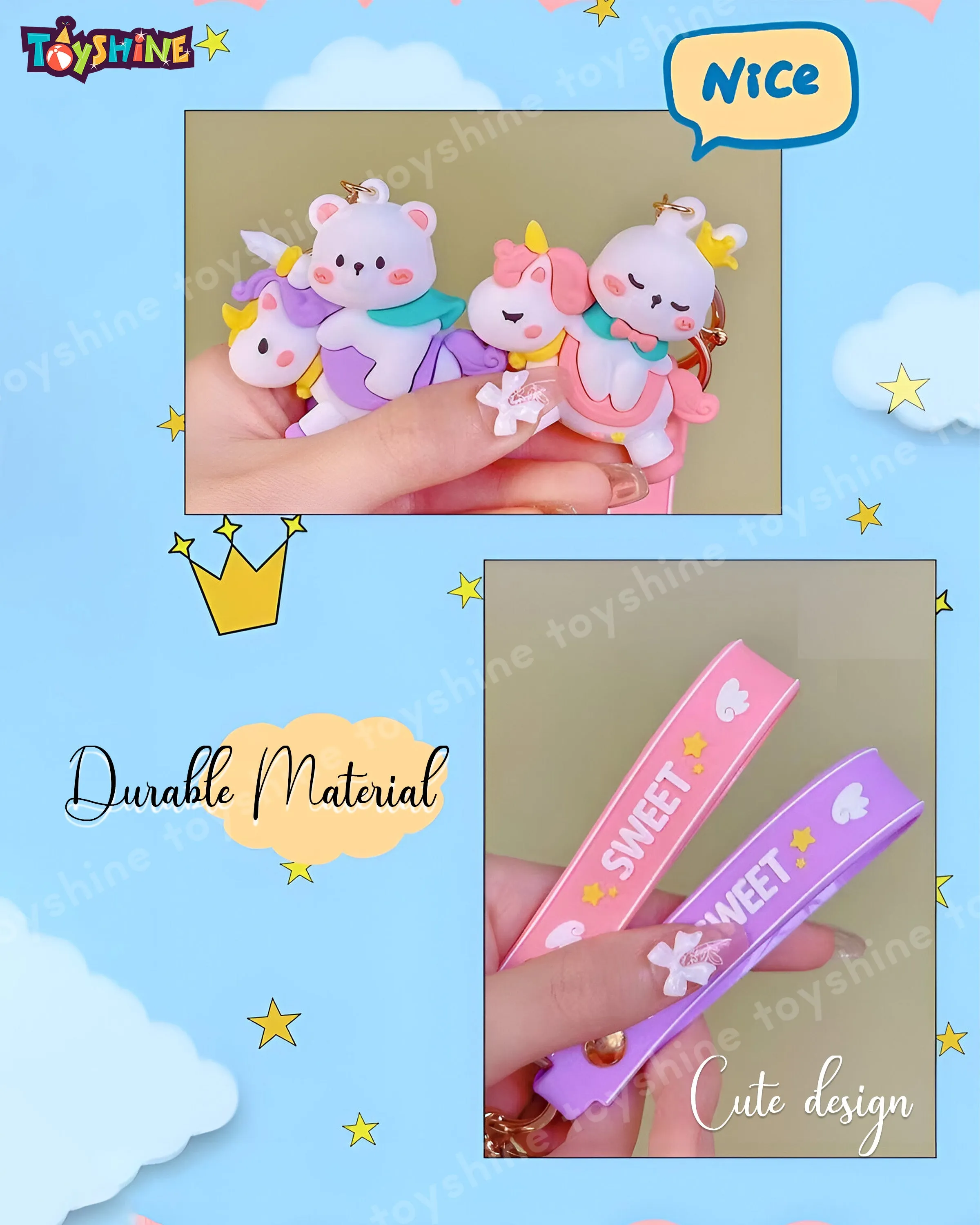 Toyshine 6 Pc Cute keychain Kawaii Cartoon Keychains with Holder Accessories, Backpack Car Key Chain for Boy Girl - Model B/1