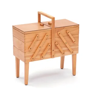 Traditional 3 Tier Wooden Natural Cantilever With Legs Sewing Storage