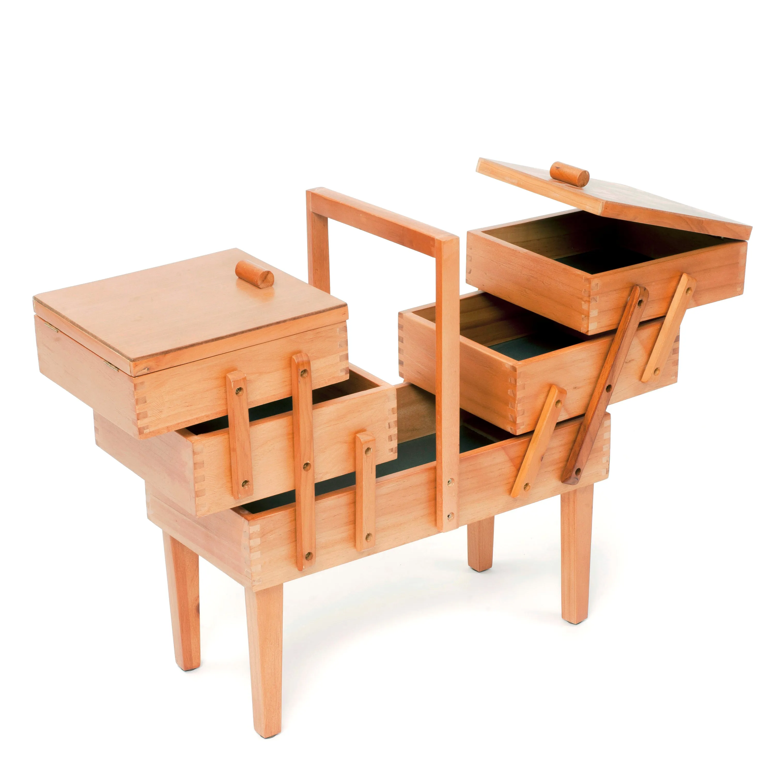Traditional 3 Tier Wooden Natural Cantilever With Legs Sewing Storage