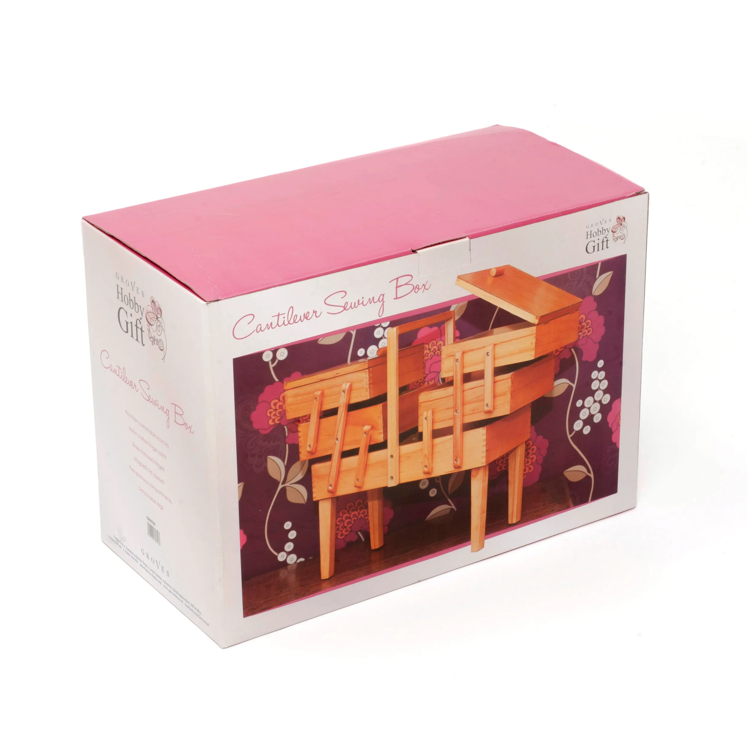 Traditional 3 Tier Wooden Natural Cantilever With Legs Sewing Storage