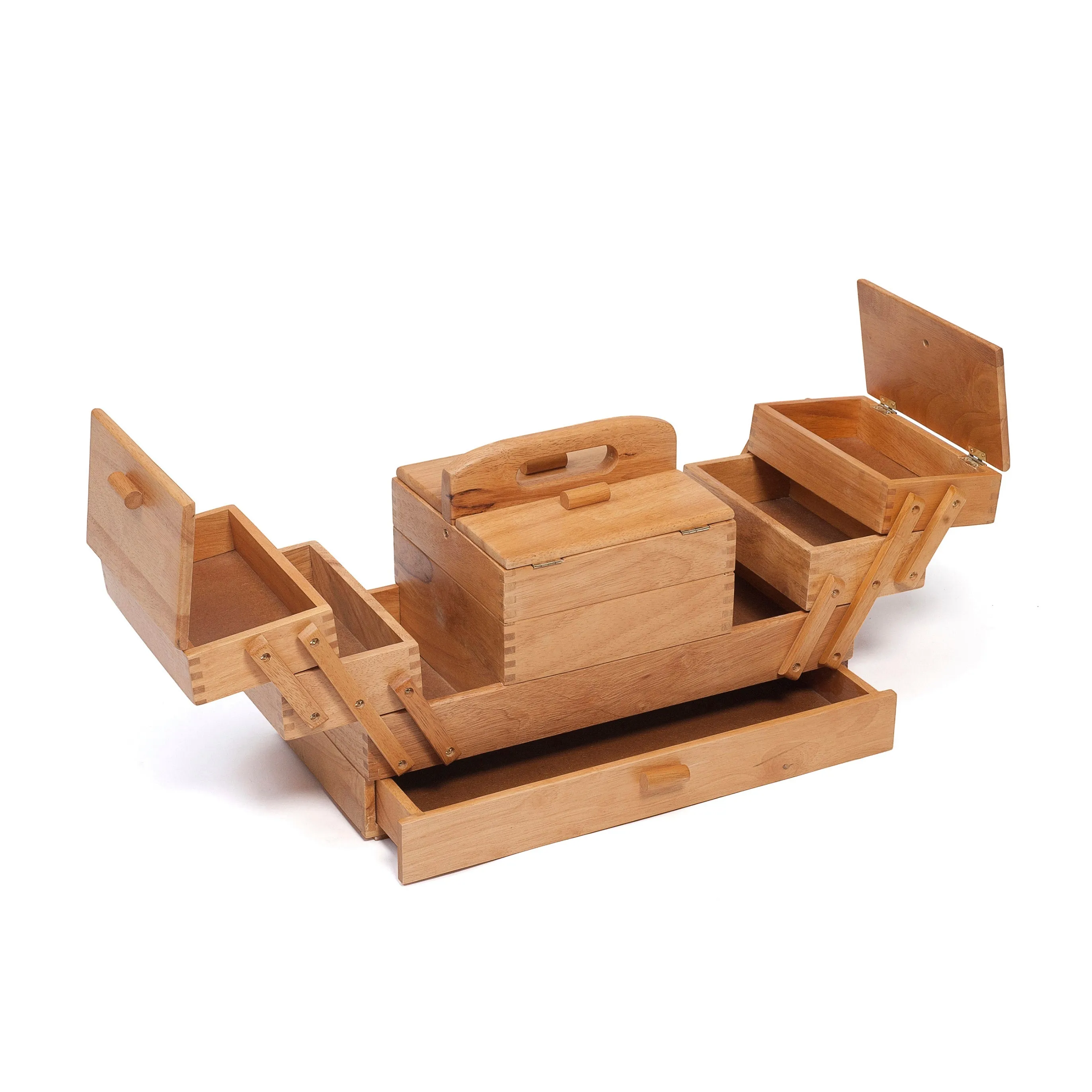 Traditional Natural Wooden Cantilever Sewing Storage Large 4 Tier