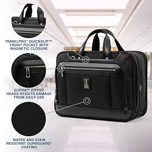 Travelpro Platinum Elite-16-Inch Expandable Business Briefcase, Shadow Black, 16-Inch