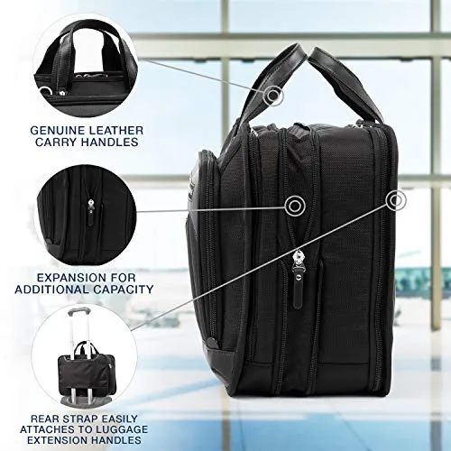 Travelpro Platinum Elite-16-Inch Expandable Business Briefcase, Shadow Black, 16-Inch