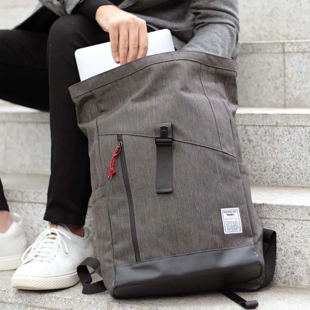 Troika Roll Top Backpack with Metal Snap Closure - Business Rolltop