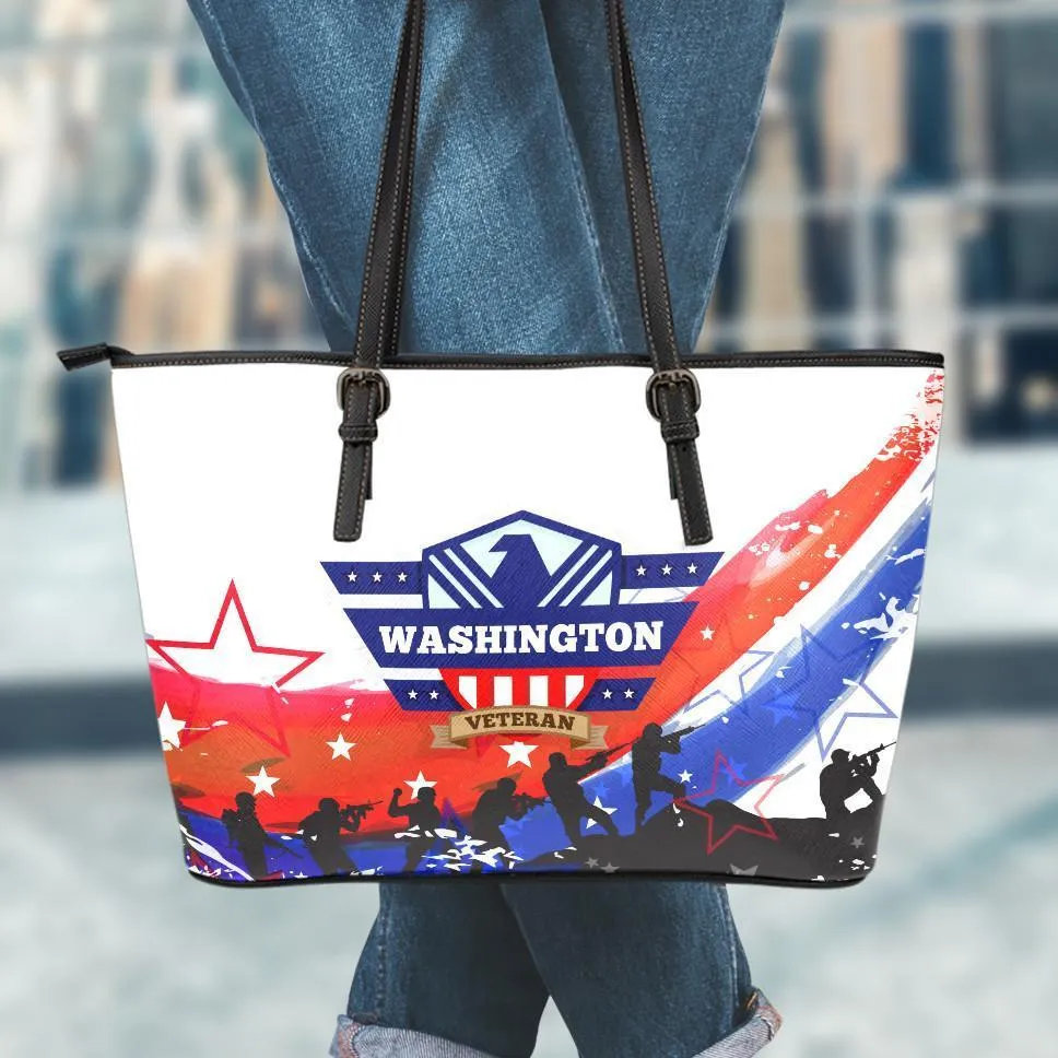 WA Veteran Small Leather Tote Bag