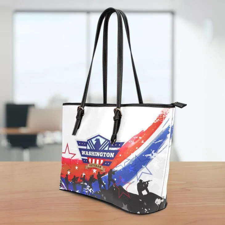 WA Veteran Small Leather Tote Bag