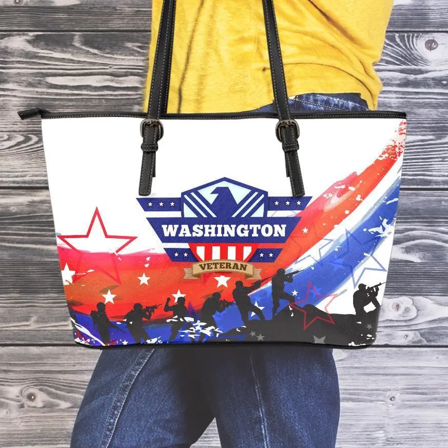 WA Veteran Small Leather Tote Bag