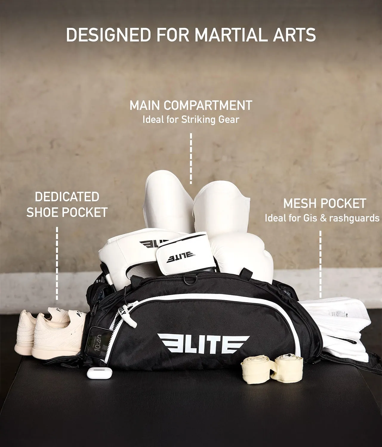 Warrior Black Large Duffel Jiu Jitsu BJJ Gear Gym Bag