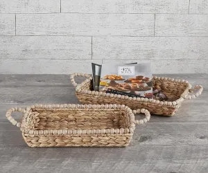 Water Hyacinth Bead Woven Basket