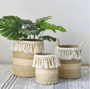 White Seagrass Basket