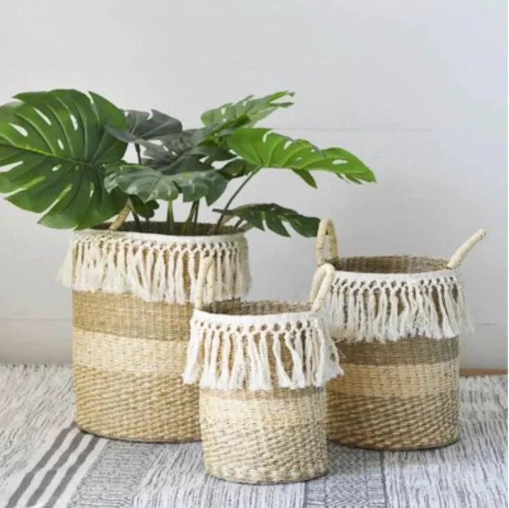 White Seagrass Basket