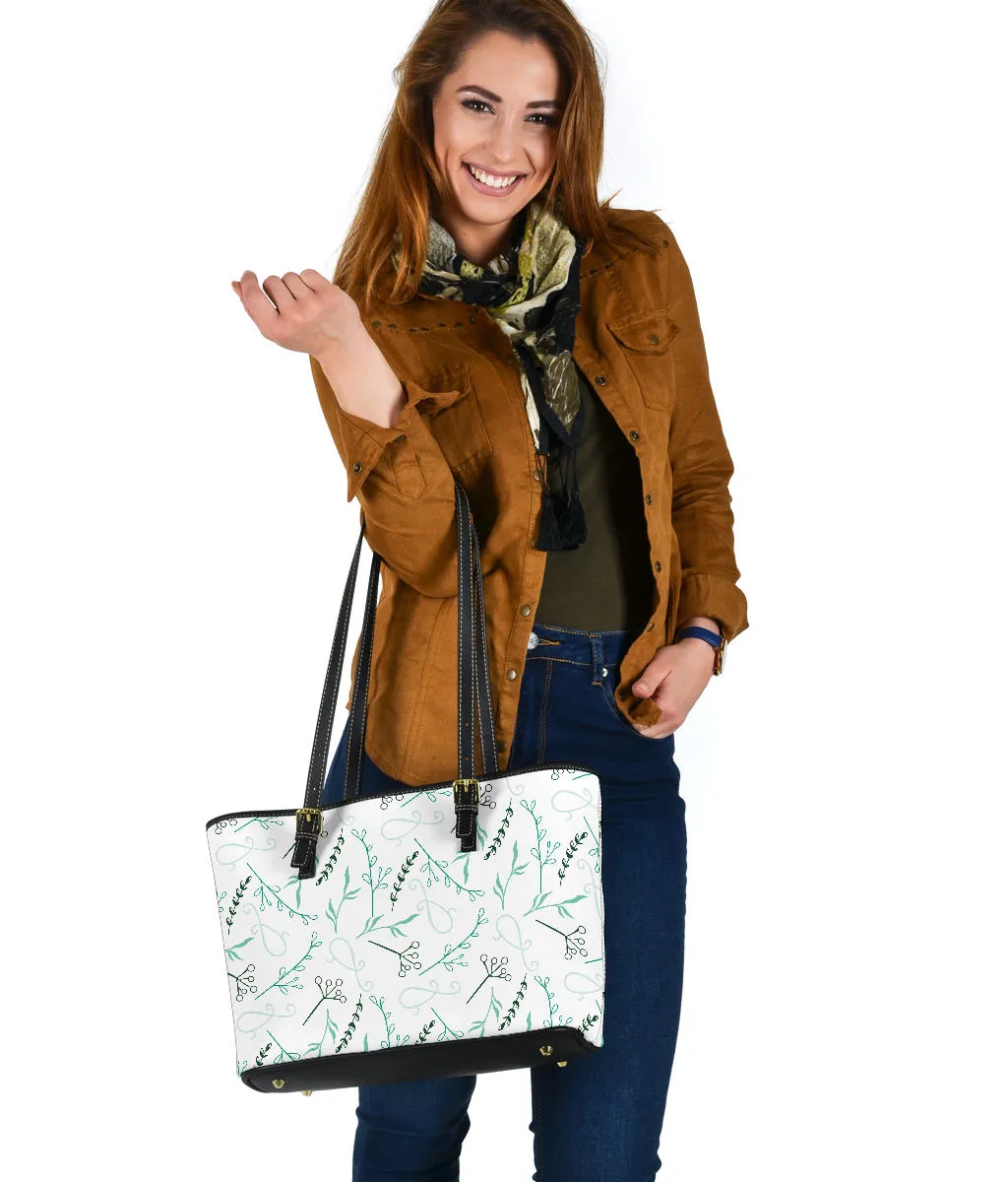 White With Retro Wildflower Pattern Tote Bag