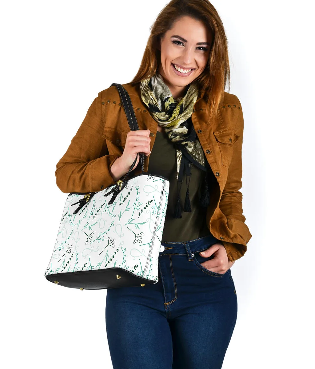 White With Retro Wildflower Pattern Tote Bag