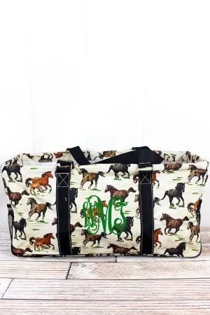 Wild Horses Collapsible Haul-It-All Basket with Mesh Pockets