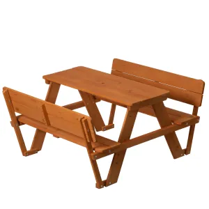 Wooden Kids Picnic Table Bench with Backrest Outdoor Children's