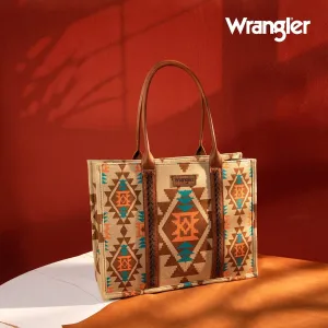 Wrangler Tan Southwestern Print Dual Sided Wide Tote