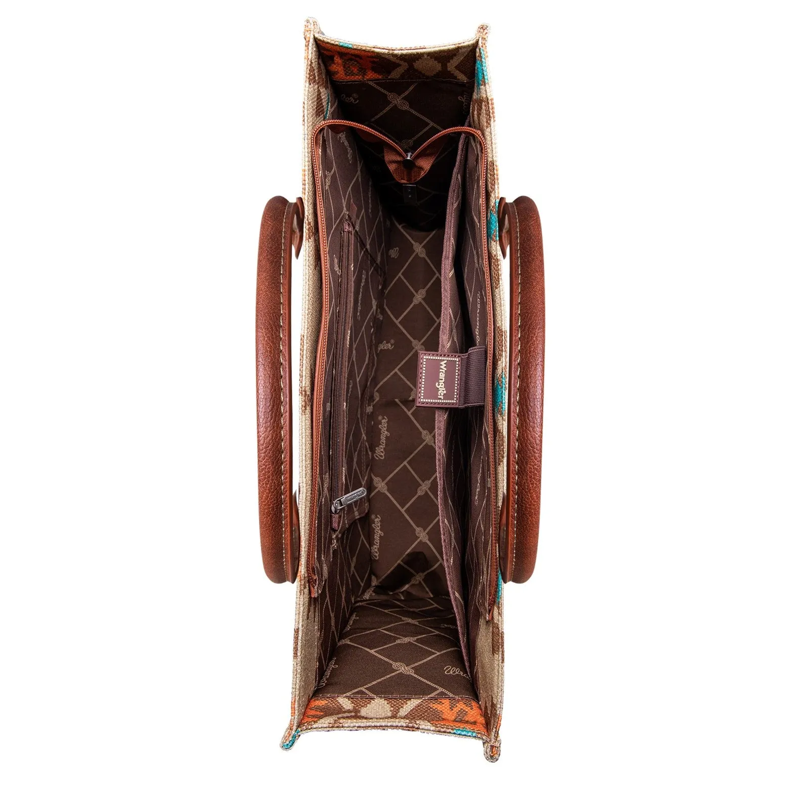 Wrangler Tan Southwestern Print Dual Sided Wide Tote